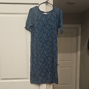 LuLaRoe Teal/Blue Floral Midi Dress